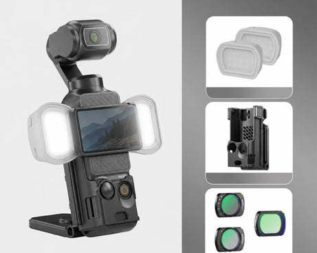 For DJI Osmo Pocket 3 NEEWER Fill Light Magnetic Holder Action Camera Portable Light, Single Light with Mount, Dual Light with Mount, Triple Light with Mount, Fill Light Filter Kit, Dual Light Kit, Black Single Light with Mount                         ...