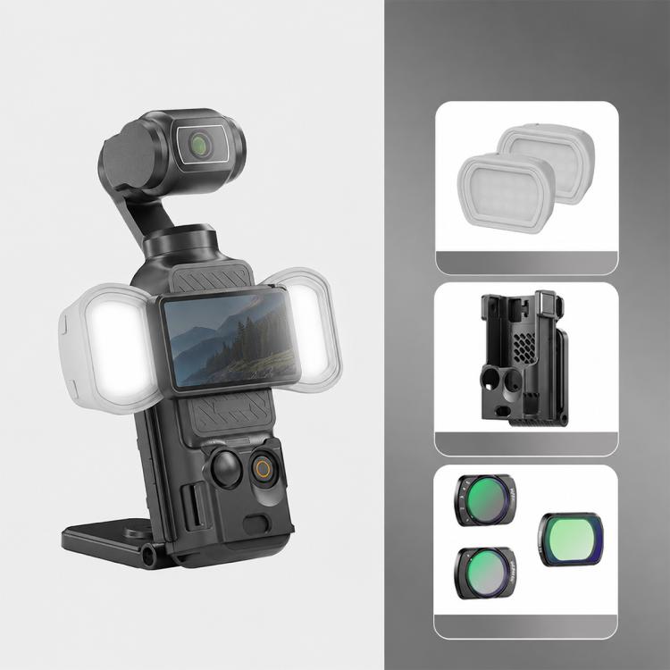 For DJI Osmo Pocket 3 NEEWER Fill Light Magnetic Holder Action Camera Portable Light, Single Light with Mount, Dual Light with Mount, Triple Light with Mount, Fill Light Filter Kit, Dual Light Kit, Black Single Light with Mount                         ...