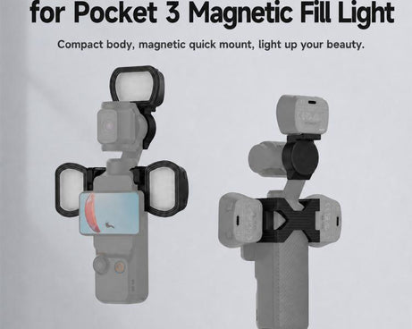 For DJI Osmo Pocket 3 NEEWER Fill Light Magnetic Holder Action Camera Portable Light, Single Light with Mount, Dual Light with Mount, Triple Light with Mount, Fill Light Filter Kit, Dual Light Kit, Black Single Light with Mount                         ...