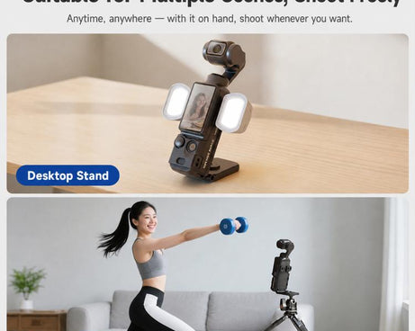 For DJI Osmo Pocket 3 NEEWER Fill Light Magnetic Holder Action Camera Portable Light, Single Light with Mount, Dual Light with Mount, Triple Light with Mount, Fill Light Filter Kit, Dual Light Kit, Black Single Light with Mount                         ...