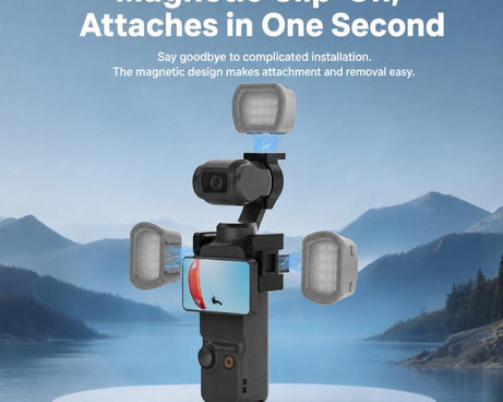 For DJI Osmo Pocket 3 NEEWER Fill Light Magnetic Holder Action Camera Portable Light, Single Light with Mount, Dual Light with Mount, Triple Light with Mount, Fill Light Filter Kit, Dual Light Kit, Black Single Light with Mount                         ...
