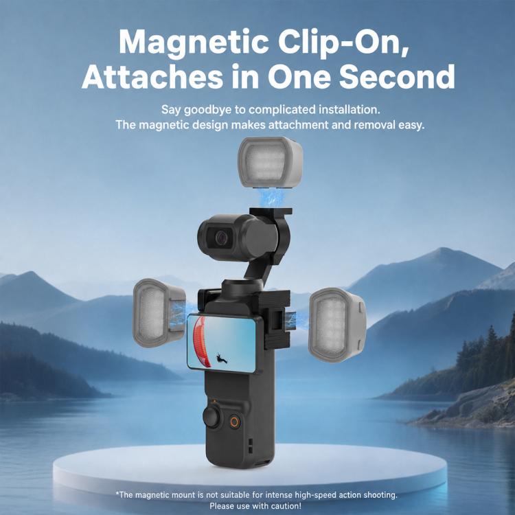 For DJI Osmo Pocket 3 NEEWER Fill Light Magnetic Holder Action Camera Portable Light, Single Light with Mount, Dual Light with Mount, Triple Light with Mount, Fill Light Filter Kit, Dual Light Kit, Black Single Light with Mount                         ...