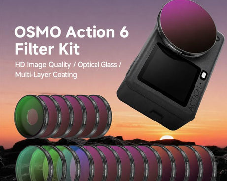 For DJI Osmo Action 6 / 5 Pro / 4 NEEWER Camera Lens Filter, 6 in 1 CPL ND External, 4 in 1 ND8-64PL, 4 in 1 CPL ND8-32 Threaded, 6 in 1 CPL ND Threaded