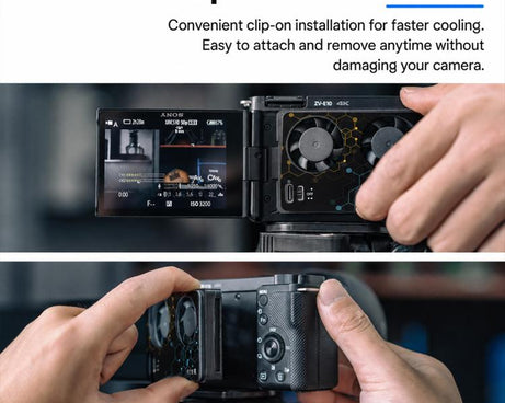 Camera Cooling Fan for Sony A7M4 / ZVE1 / A6700 / A7C2, ZV-E10 / ZV1 / A7C / FX3, Canon 70D / R6 / R6 Mark II / R7, Fuji X-T4 / X-S10