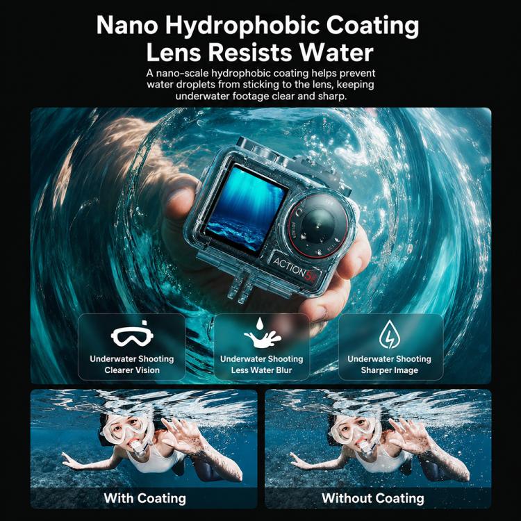 Waterproof Housing 60m Underwater Cameras Cover, For DJI Osmo Action 6, For DJI Osmo Action 5 Pro / 4 / 3