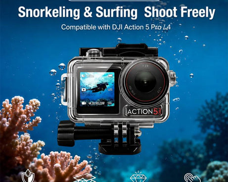 Waterproof Housing 60m Underwater Cameras Cover with Buoyancy Bar, For DJI Osmo Action 6, For DJI Osmo Action 5 Pro / 4 / 3