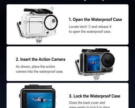 Waterproof Housing 60m Underwater Cameras Cover with Buoyancy Bar, For DJI Osmo Action 6, For DJI Osmo Action 5 Pro / 4 / 3