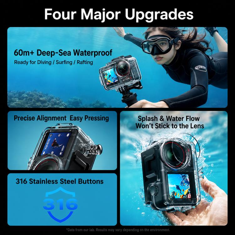 Waterproof Housing 60m Underwater Cameras Cover with Buoyancy Bar, For DJI Osmo Action 6, For DJI Osmo Action 5 Pro / 4 / 3
