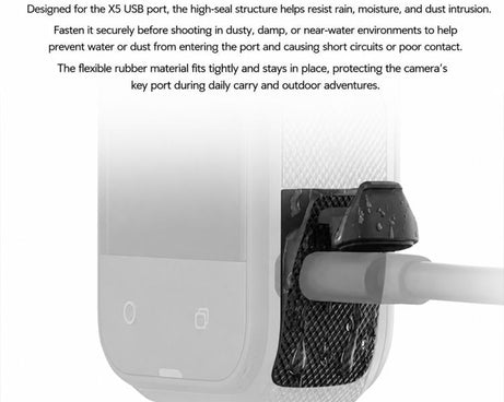 USB Charging Port Side Cover Silicone Battery Cover, For Insta360 X5