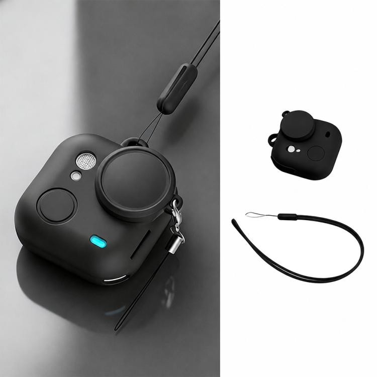 Silicone Protective Full-Body Camera Cover with Neck Strap and Lens Anti-Loss Strap, For Insta360 Go Ultra