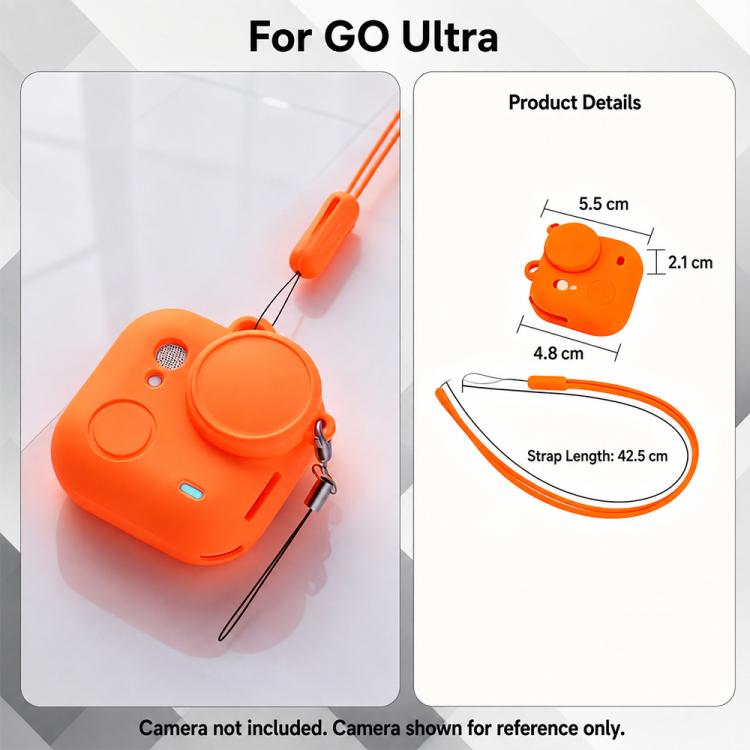 Silicone Protective Full-Body Camera Cover with Neck Strap and Lens Anti-Loss Strap, For Insta360 Go Ultra