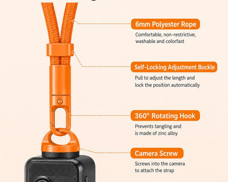 XDcase 4-in-1 Set Camera Wrist Strap Phone Lanyard for Insta360, DJI OSMO, DSLRs, Action DV