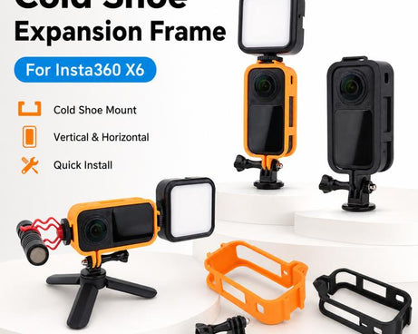 Camera Protective Frame with 1/4 Screw Mount & Cold Shoe, For Insta360 X6