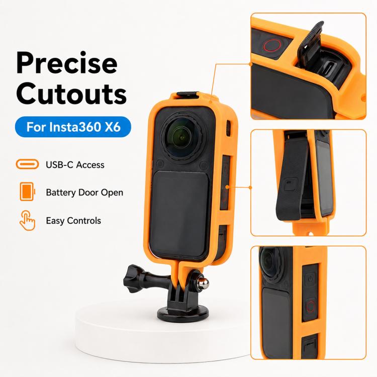 Camera Protective Frame with 1/4 Screw Mount & Cold Shoe, For Insta360 X6