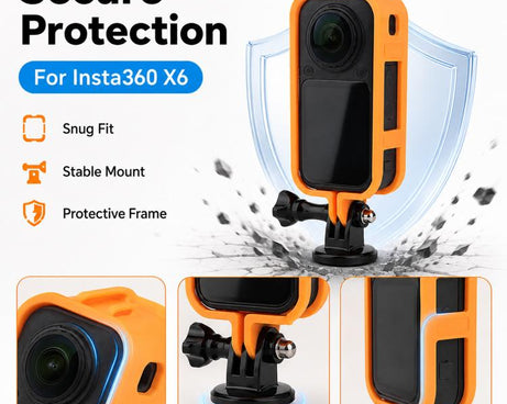Camera Protective Frame with 1/4 Screw Mount & Cold Shoe, For Insta360 X6