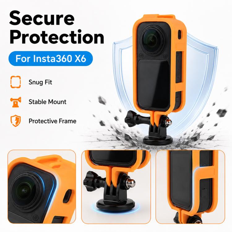 Camera Protective Frame with 1/4 Screw Mount & Cold Shoe, For Insta360 X6