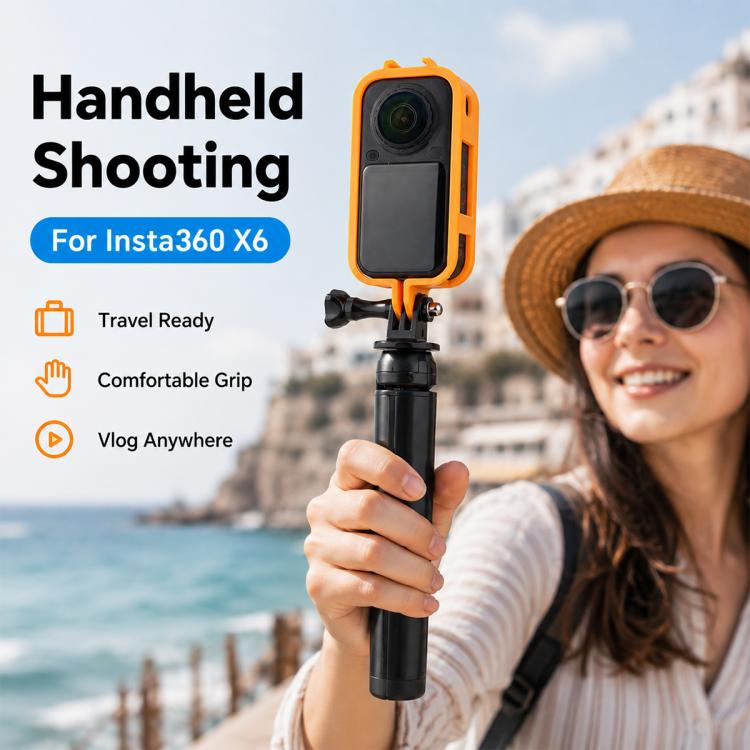 Camera Protective Frame with 1/4 Screw Mount & Cold Shoe, For Insta360 X6