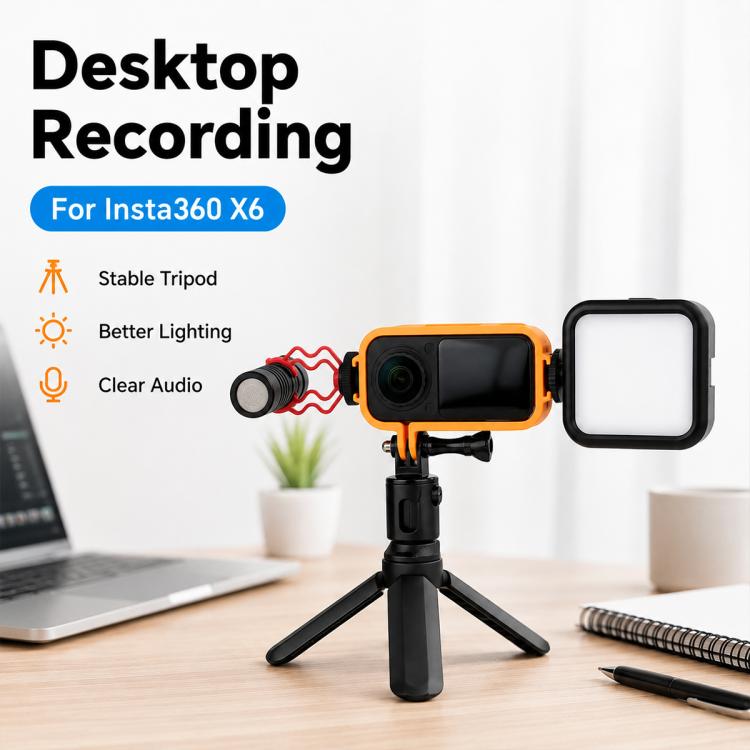 Camera Protective Frame with 1/4 Screw Mount & Cold Shoe, For Insta360 X6