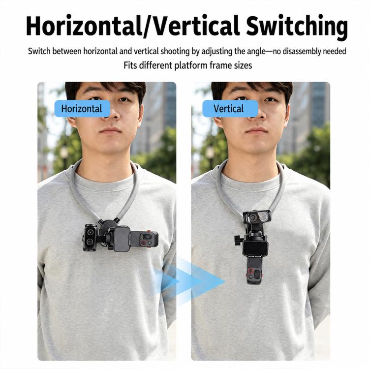 Lazy Neck Bracket POV View Mount with 1/4 Screw Hole & Dual-Prong Mount, For Insta360 Luna Ultra