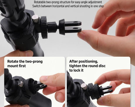 Lazy Neck Bracket POV View Mount with 1/4 Screw Hole & Dual-Prong Mount, For Insta360 Luna Ultra