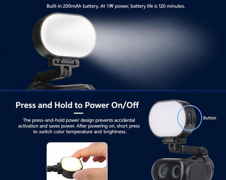 Mini LED Fill Light Warm / Cool Soft Light for Vlogging / Livestreaming / Selfies, For Insta360 Luna Ultra