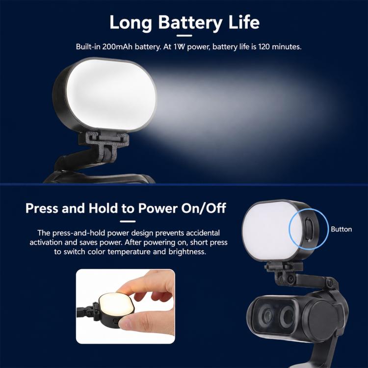 Mini LED Fill Light Warm / Cool Soft Light for Vlogging / Livestreaming / Selfies, For Insta360 Luna Ultra