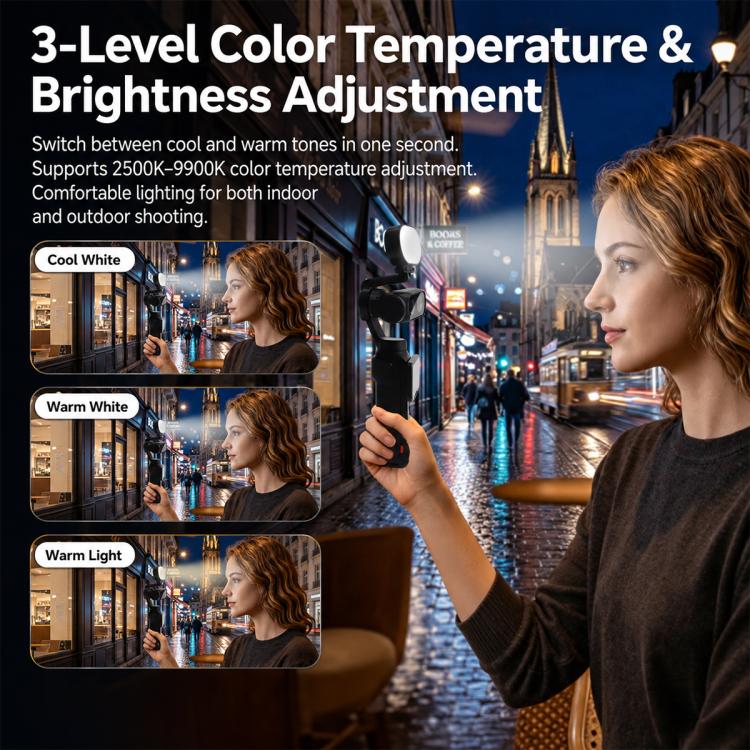 Mini LED Fill Light Warm / Cool Soft Light for Vlogging / Livestreaming / Selfies, For Insta360 Luna Ultra