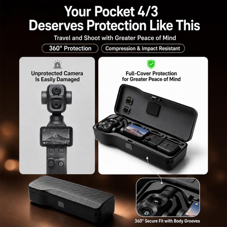 Full-coverage Hard Case Gimbal Protective Cover with Storage Slots for DJI Osmo Pocket4 Pro, For DJI Osmo Pocket 4P