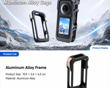 Aluminum Alloy Rabbit Cage Frame Quick-Release Protective Cover, For Insta360 X6
