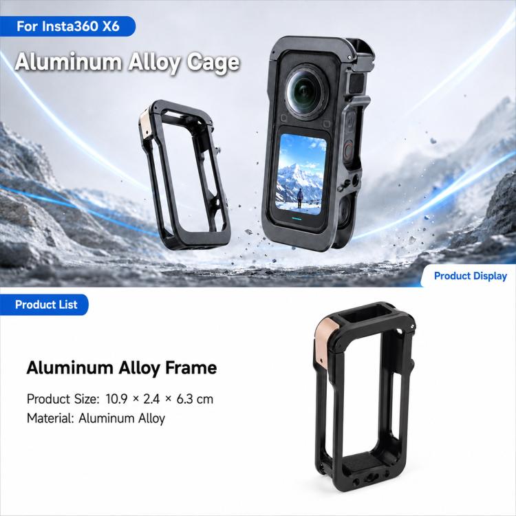 Aluminum Alloy Rabbit Cage Frame Quick-Release Protective Cover, For Insta360 X6
