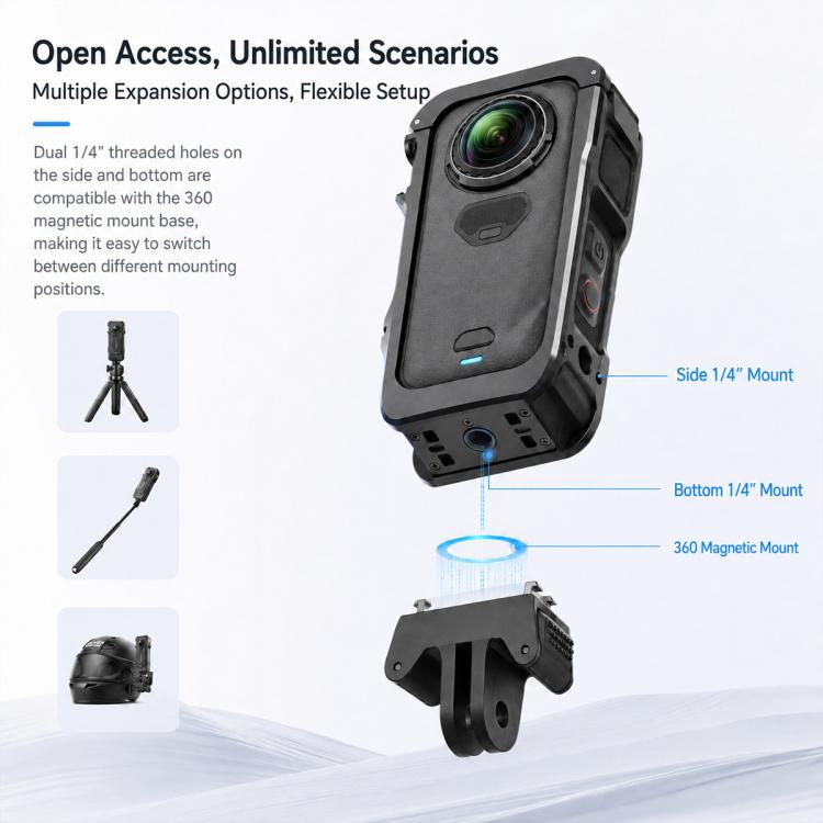 Aluminum Alloy Rabbit Cage Frame Quick-Release Protective Cover, For Insta360 X6