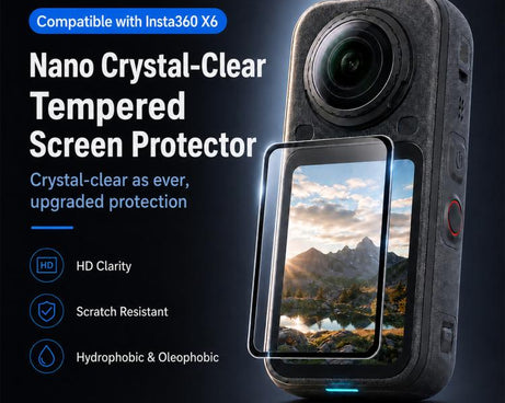 Curved Heat-Bent Tempered Glass Screen Film, For Insta360 X6