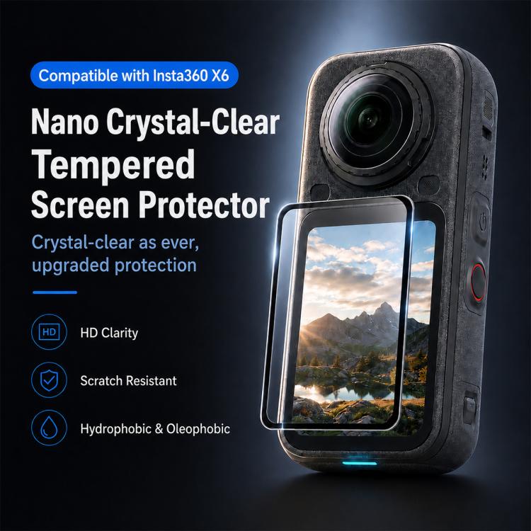 Curved Heat-Bent Tempered Glass Screen Film, For Insta360 X6