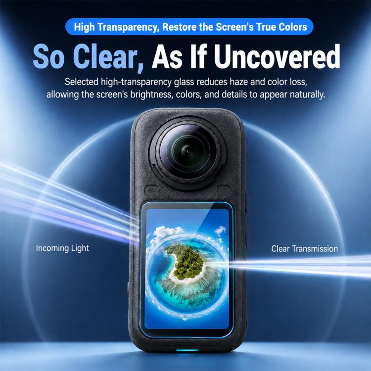 Curved Heat-Bent Tempered Glass Screen Film, For Insta360 X6