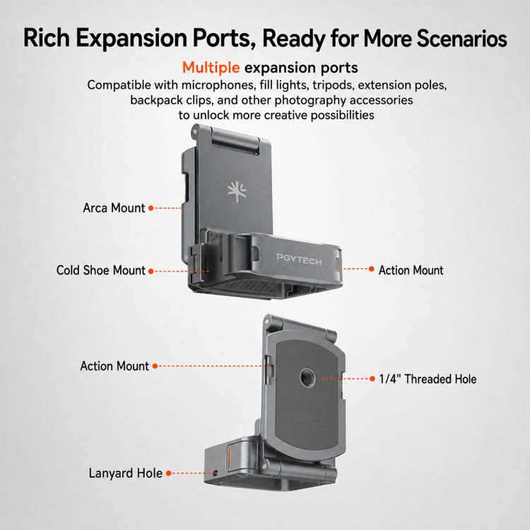 PGYTECH Magnetic Mount Extension Adapter, For DJI Osmo Pocket 4 / 3
