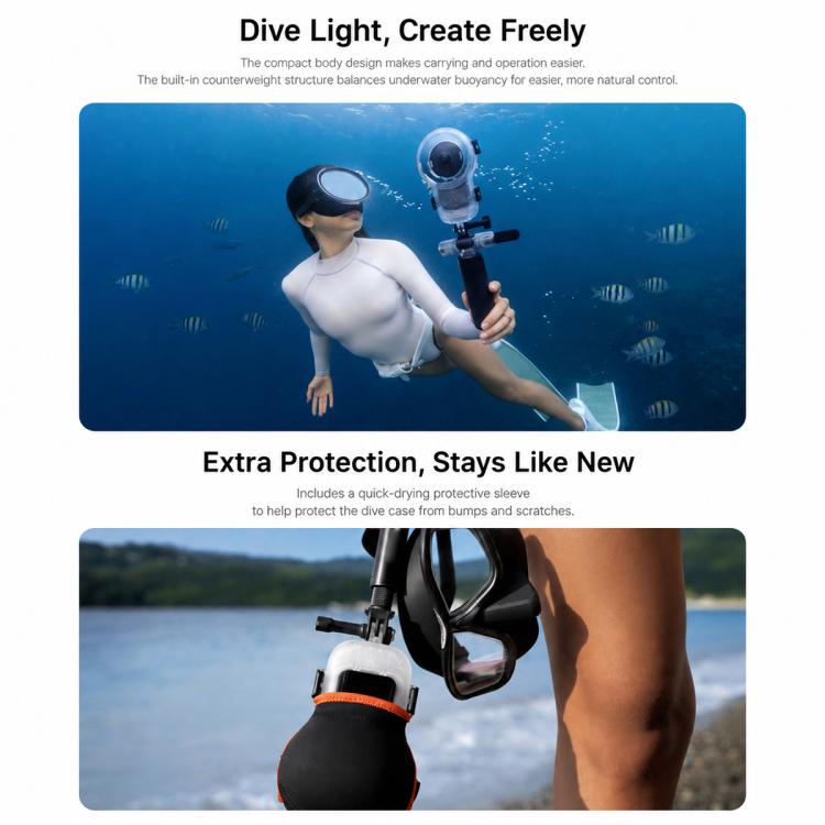Professional Invisible Dive Housing 60m Waterproof Case, For Insta360 X6