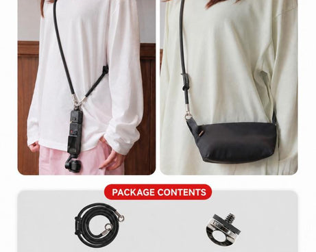 Xasurg Camera Lanyard Adjustable Crossbody Strap For DJI Osmo Pocket 4 / 3, Metal Buckle Cord, Metal Buckle Cord + Wrist Strap, Metal Buckle Cord + Buckle