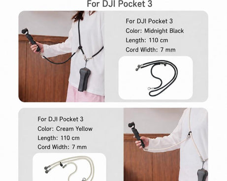 Xasurg Camera Lanyard Adjustable Crossbody Strap For DJI Osmo Pocket 4 / 3, Metal Buckle Cord, Metal Buckle Cord + Wrist Strap, Metal Buckle Cord + Buckle