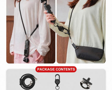 Xasurg Camera Lanyard Adjustable Crossbody Strap For DJI Osmo Pocket 4 / 3, Metal Buckle Cord + Strap + Buckle