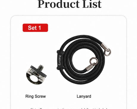 Xasurg Camera Lanyard Adjustable Crossbody Strap For DJI Osmo Pocket 4 / 3, Metal Buckle Cord + Strap + Buckle
