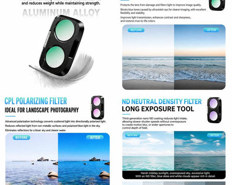 For DJI Osmo Pocket 4P Xasurg Camera Lens Filter, CPL, Black Mist 1/4, NIGHT, 3 in 1 CPL VND Black Mist, 3 in 1 CPL ND32 Black Mist, 4 in 1 CPL ND UV