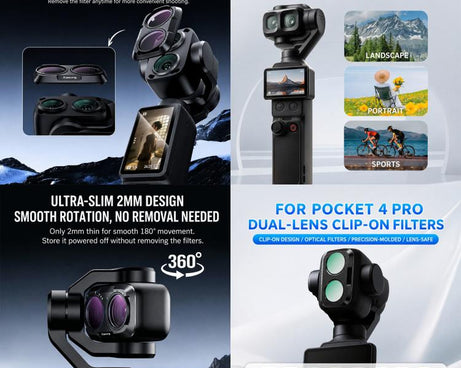 For DJI Osmo Pocket 4P Xasurg Camera Lens Filter, CPL, Black Mist 1/4, NIGHT, 3 in 1 CPL VND Black Mist, 3 in 1 CPL ND32 Black Mist, 4 in 1 CPL ND UV