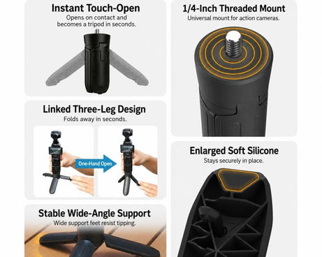 Xasurg Mini Handheld Tripod Pop-up Pocket Gimbal Desktop Holder with 1/4 inch Screw