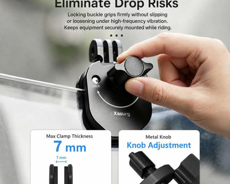 Xasurg Universal Action Camera Motorcycle Windshield Clamp Mount