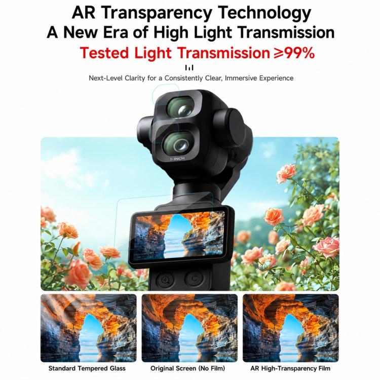 Xasurg AR Anti-Reflective Tempered Glass Screen Film, For DJI Osmo Pocket 4P / 4 / 3
