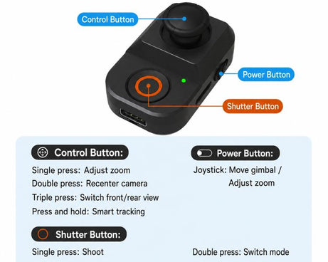 Xasurg Wireless Bluetooth Remote Control, For DJI Osmo Pocket 4P / 4 / 3