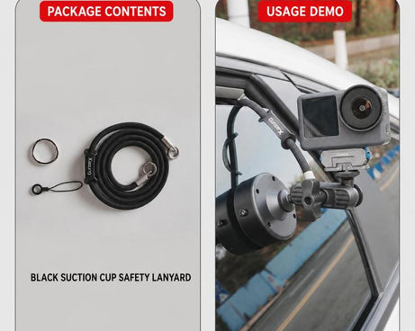 Xasurg Electric Vacuum Suction Cup Mount for DJI, Insta360, GoPro and Other Action Cameras, Suction Cup, Suction Cup + Arm, Suction Cup + Arm + Strap