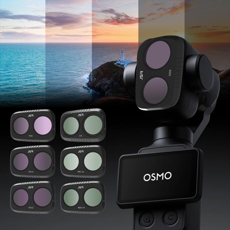 For DJI Osmo Pocket 4P JSR KB Series Clip-on Camera Lens Filter, UV, CPL, ND8, ND16, ND32, ND64, GND8, GND16, VND2-5, VND6-9, STAR, NIGHT, Black Mist 1/4, Wide Angle, 3 in 1 UV ND8/16, 3 in 1 CPL Black Mist VND, 4 in 1 CPL ND8/16/32, 4 in 1 ND8-64PL   ...