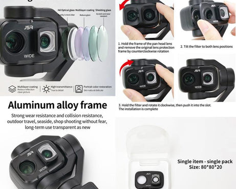 For DJI Osmo Pocket 4P JSR KB Series Clip-on Camera Lens Filter, UV, CPL, ND8, ND16, ND32, ND64, GND8, GND16, VND2-5, VND6-9, STAR, NIGHT, Black Mist 1/4, Wide Angle, 3 in 1 UV ND8/16, 3 in 1 CPL Black Mist VND, 4 in 1 CPL ND8/16/32, 4 in 1 ND8-64PL   ...