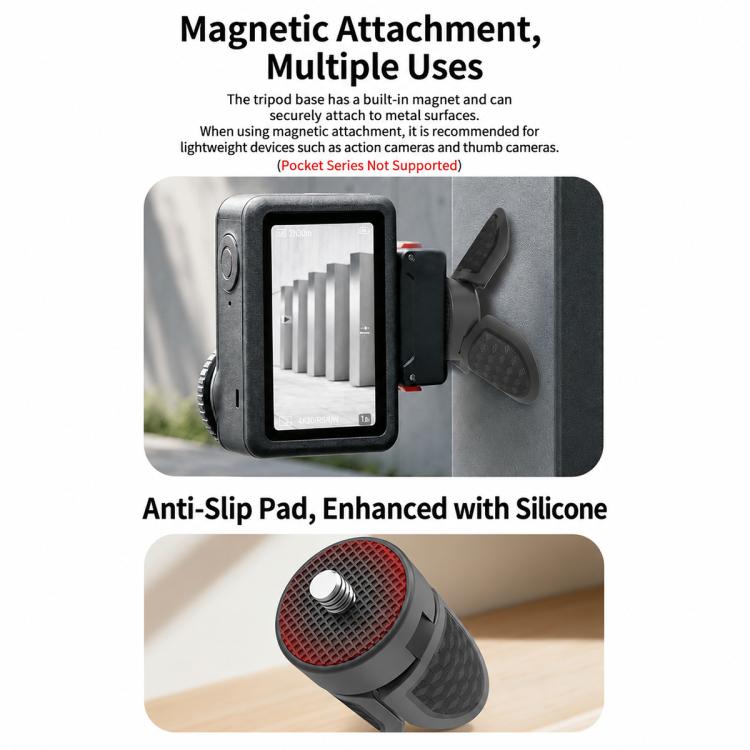 Portable Mini Tripod Desktop Holder with 1/4 inch Screw, Common Version, Magnetic Version